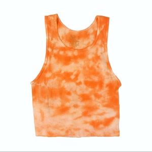 Orange tie dye tank top